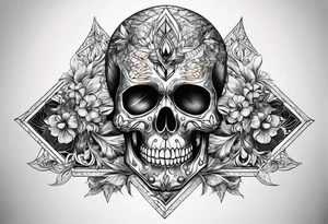 Diamond skull add gemstones tattoo idea