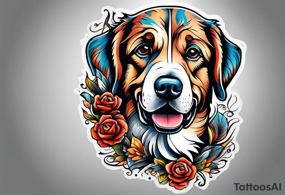 Dog outdoor theme arm sleeve tattoo idea