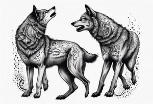 two wolves dancing tattoo idea
