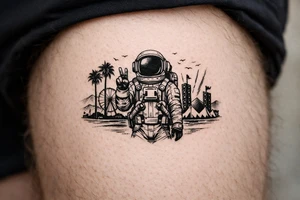 Coachella music festival, without the title of the festival, with astronaut tattoo idea