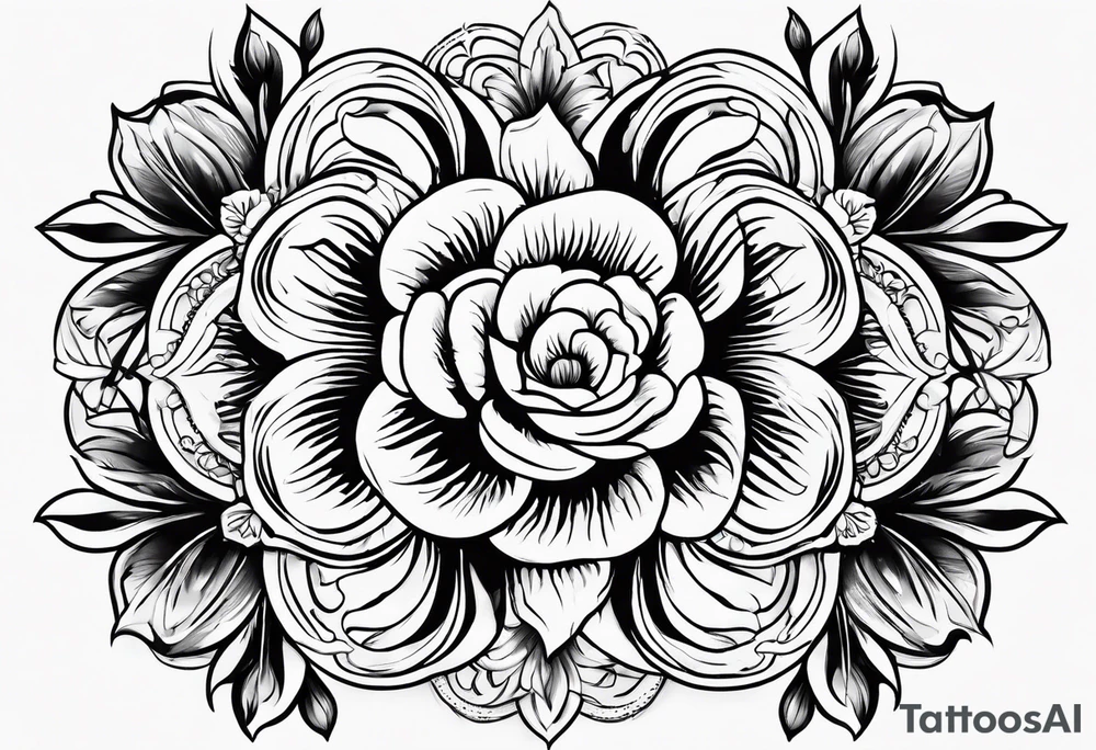 simple Round boarder completely empty inside the boarder 
surrounded by flowers tattoo idea