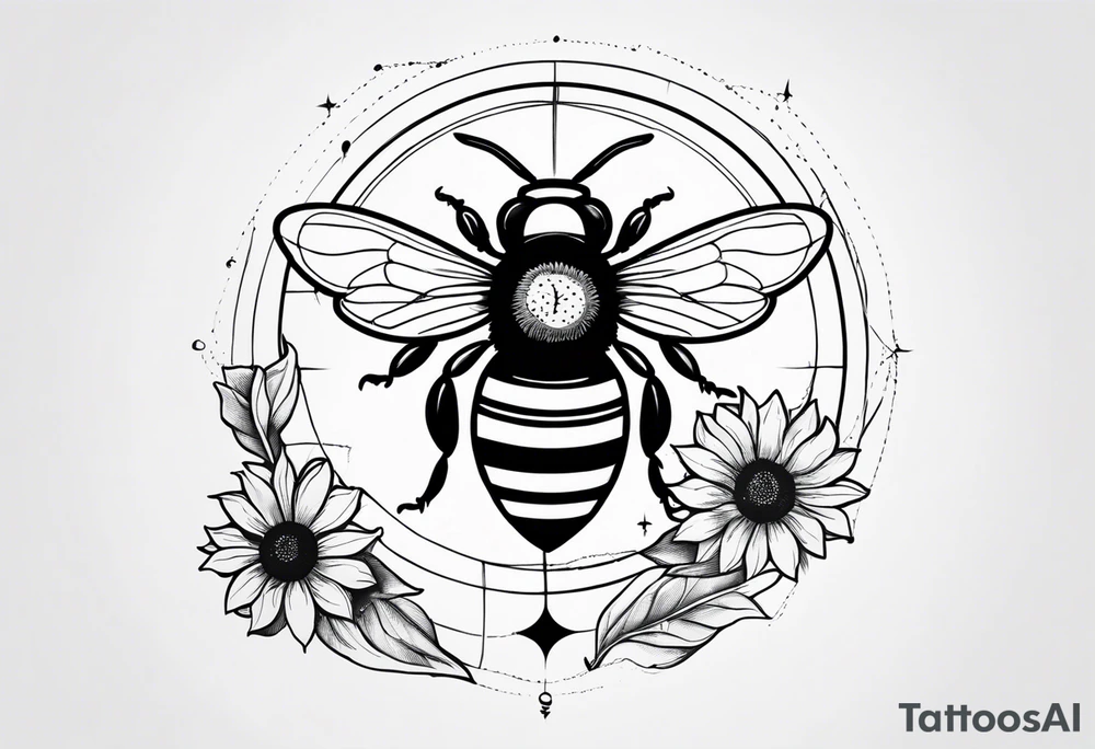 Bee, moon phases, sunflower tattoo idea