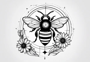 Bee, moon phases, sunflower tattoo idea