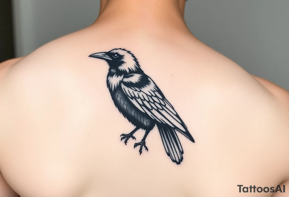 Geometric design of crow with dark shading  for forearm tattoo idea