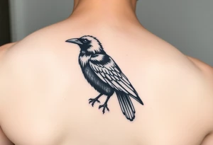 Geometric design of crow with dark shading  for forearm tattoo idea