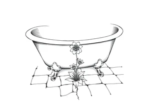 clawfoot bathtub. add a tile floor with a flower growing through the cracks tattoo idea