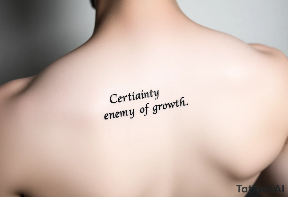 “Certainty is the enemy of growth. tattoo idea