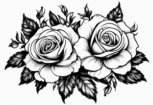 roses and daisies on fire tattoo idea