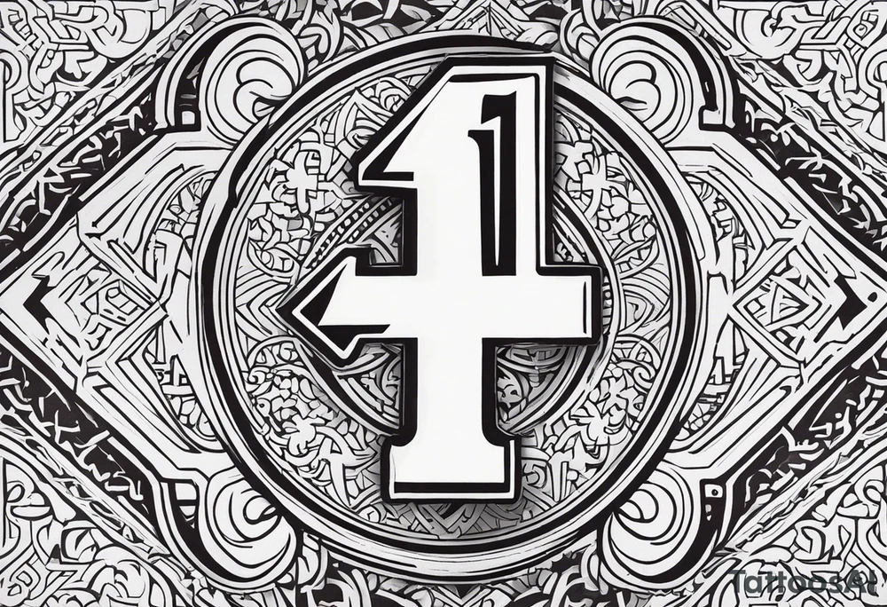 Number 41 with cross and pattern tattoo idea