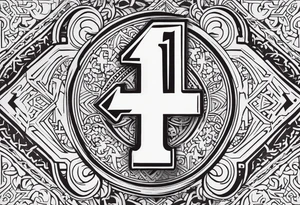 Number 41 with cross and pattern tattoo idea