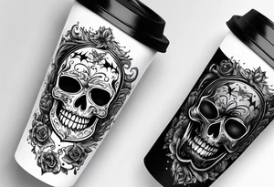 20 oz tumbler banner design, minimalist, spellbound, Halloween tattoo idea