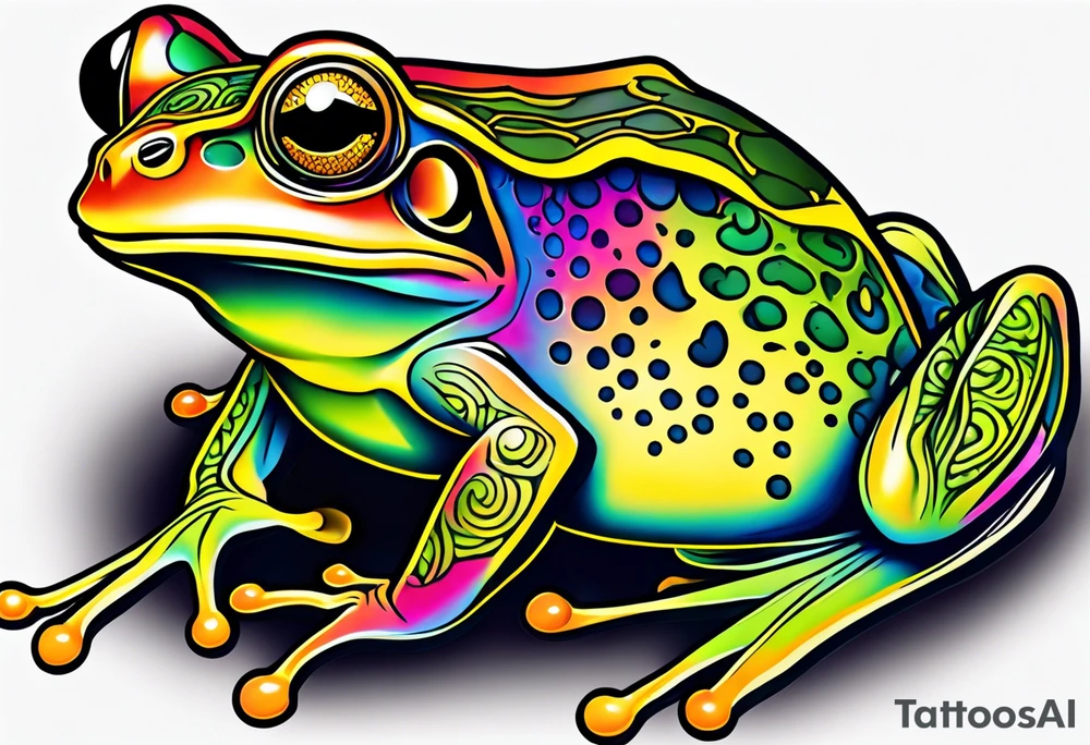 a psychedelic frog tattoo idea