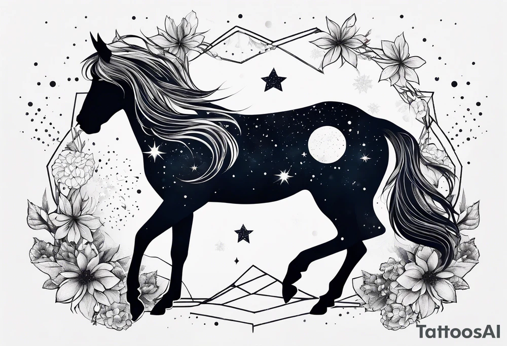 Constellation, animal snow , géométric , flower tattoo idea