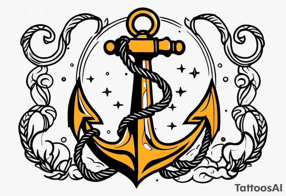 anchor old school vintage minimal bold colors tattoo idea