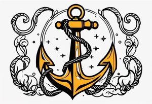 anchor old school vintage minimal bold colors tattoo idea