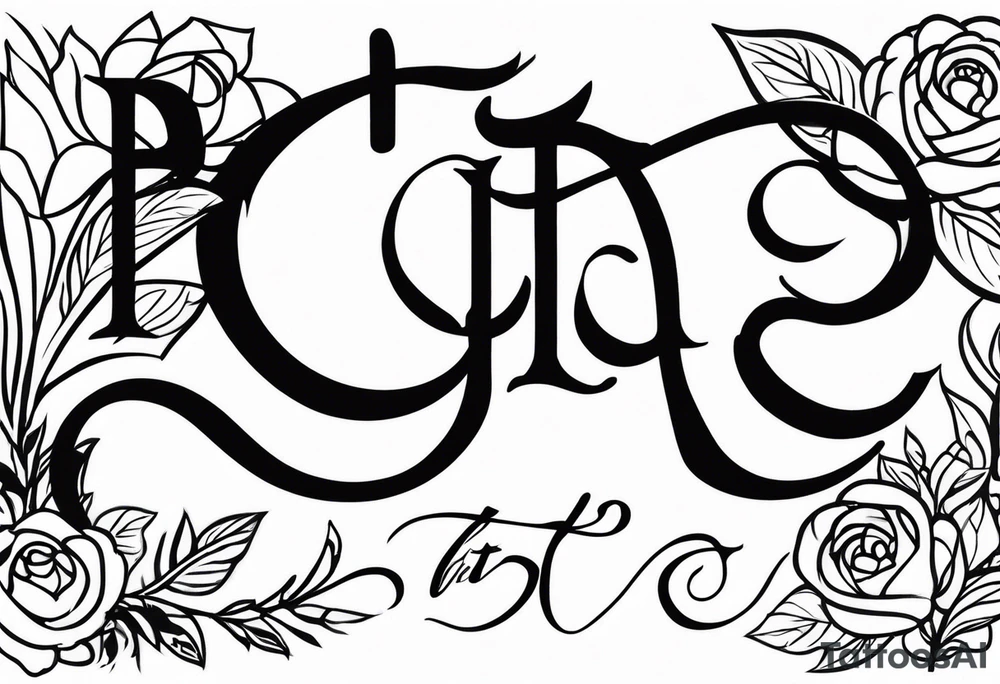 The letters "BTTS" written in a flower stem tattoo idea