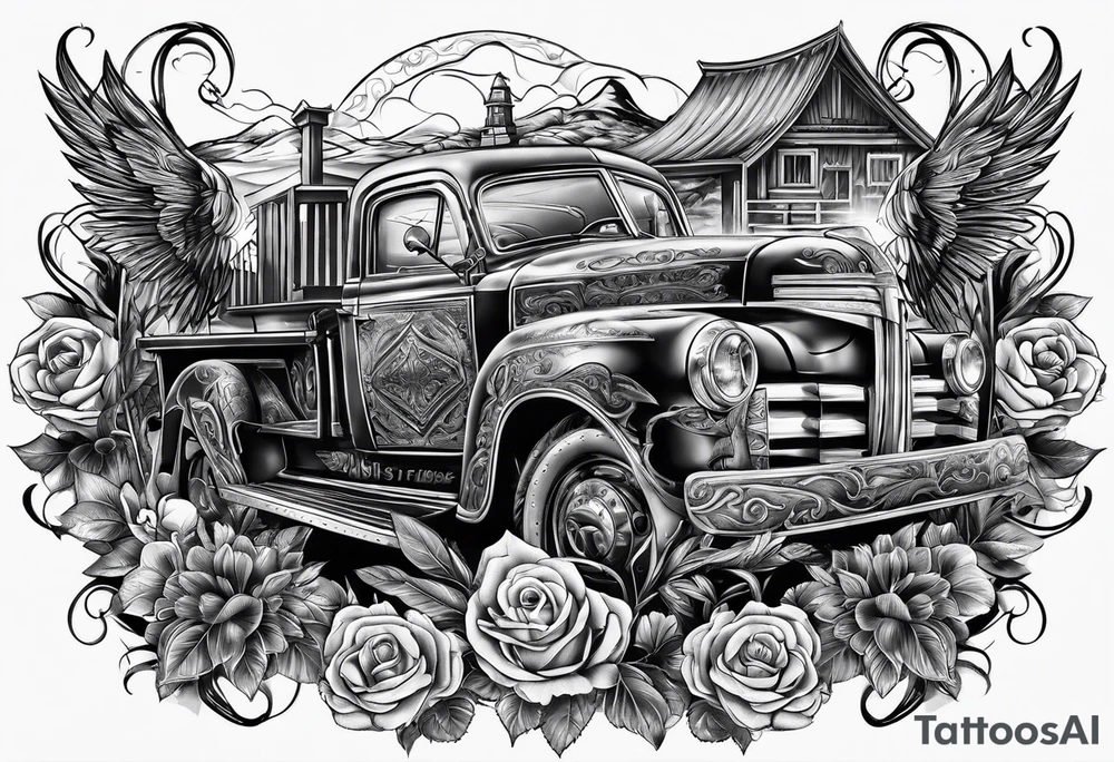 Western genre movie half sleeve tattoo tattoo idea
