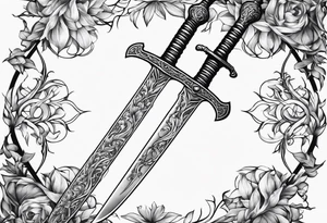 A long skinny sword with leafy vines wrapped around tattoo idea