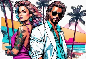 1980's miami vice style beach dance 
party, tattoo idea