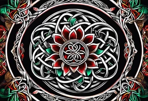 Small circular 3d colored shoulder Celtic tattoo tattoo idea