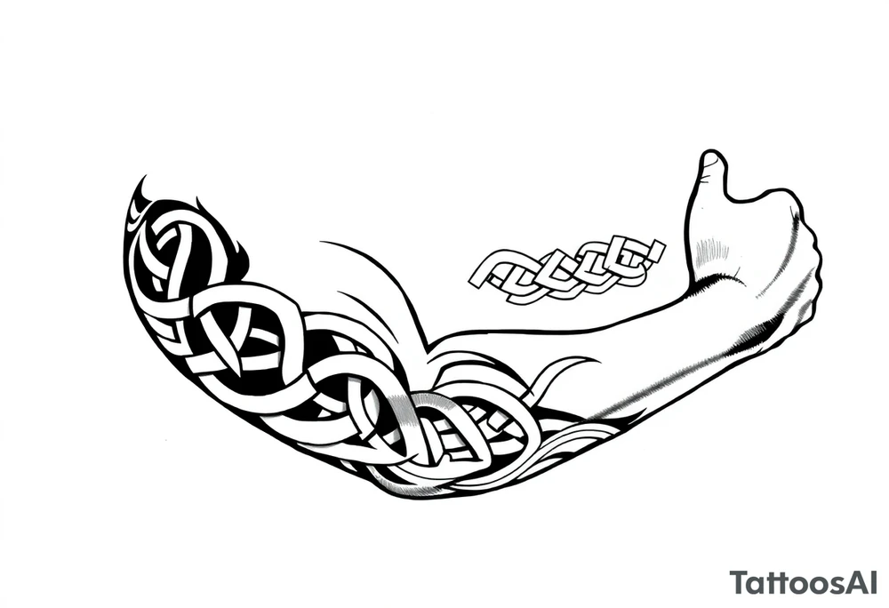 Māori style Celtic tribal knots
and bands black and white shading sleeve tattoo idea