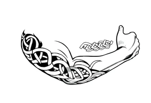 Māori style Celtic tribal knots
and bands black and white shading sleeve tattoo idea