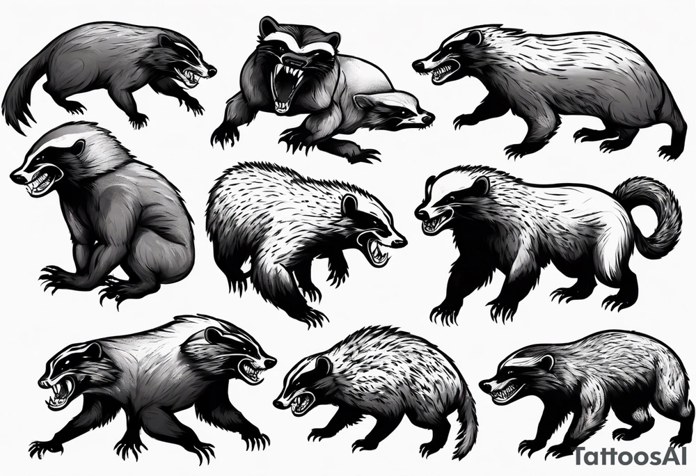 Angry growling honey badger tattoo idea