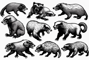 Angry growling honey badger tattoo idea