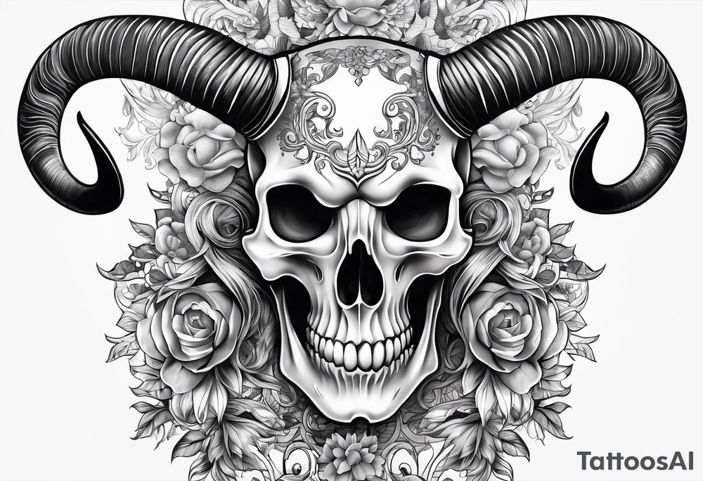 Long horn skeleton with IR on the forehead tattoo idea Long horn skeleton with IR on the forehead tattoo idea