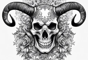 Long horn skeleton with IR on the forehead tattoo idea