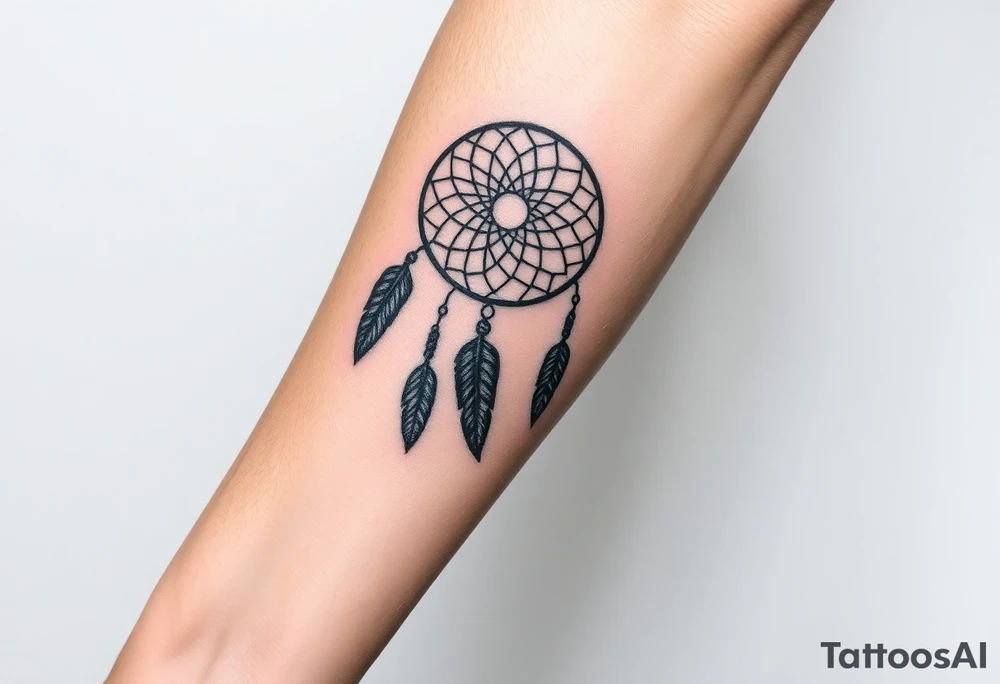 dreamcatcher, with feathers, authentic tattoo idea