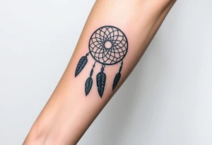 dreamcatcher, with feathers, authentic tattoo idea