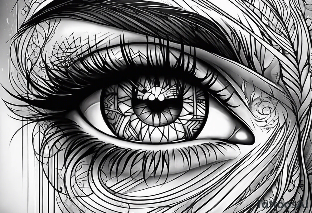 Eyes and abstract lines tattoo idea