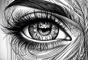 Eyes and abstract lines tattoo idea