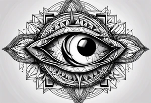A eye, the moon on the right side, the sun on the left side tattoo idea