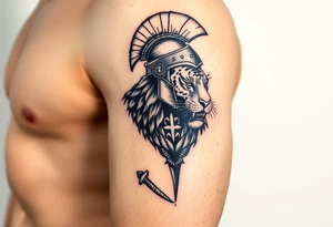 spartan viking with a tiger on it tattoo idea