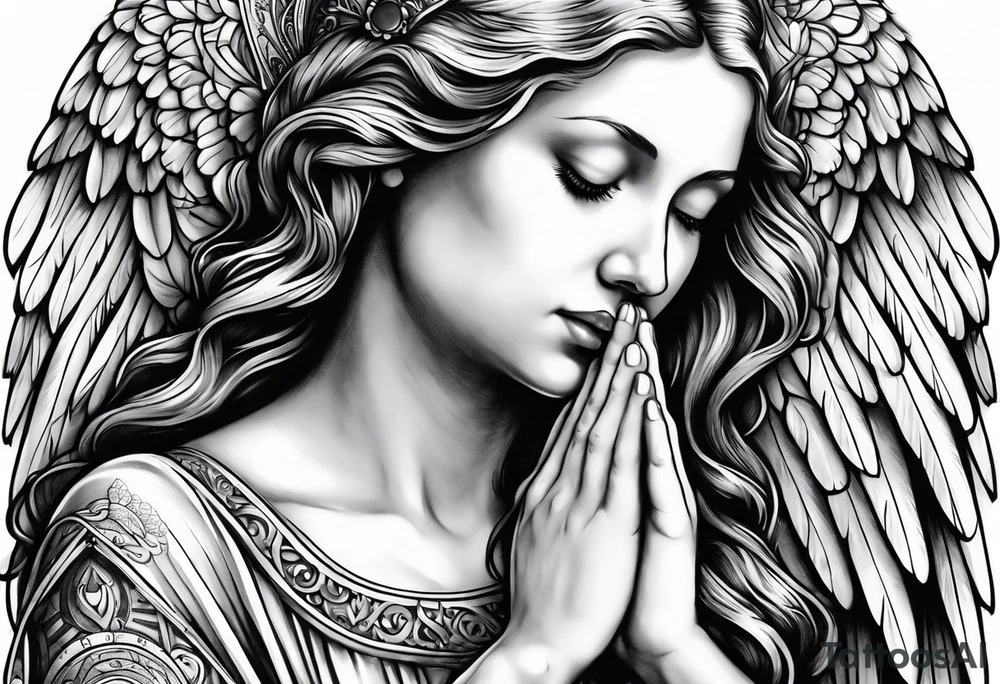 Ovarian cancer religious Angel his praying hands tattoo idea