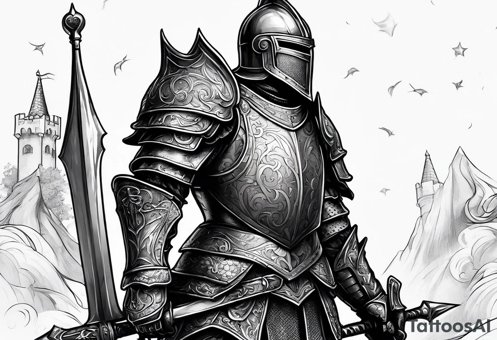 knight with heavy armor tattoo idea