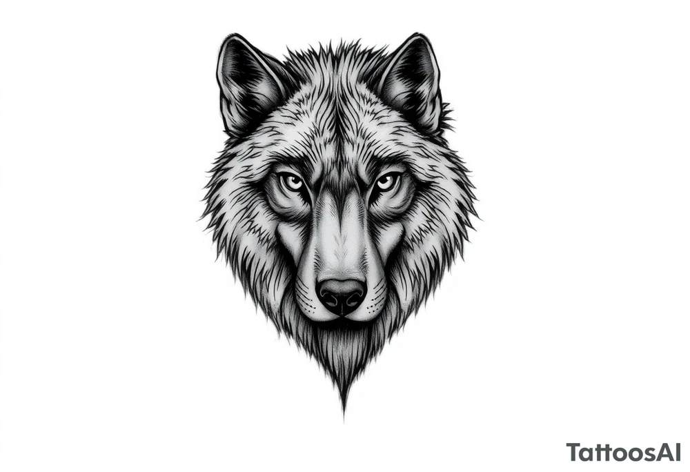 A solitary yet sublime and noble wolf and its progeny. the face tattoo idea