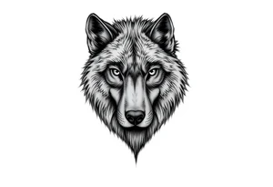 A solitary yet sublime and noble wolf and its progeny. the face tattoo idea