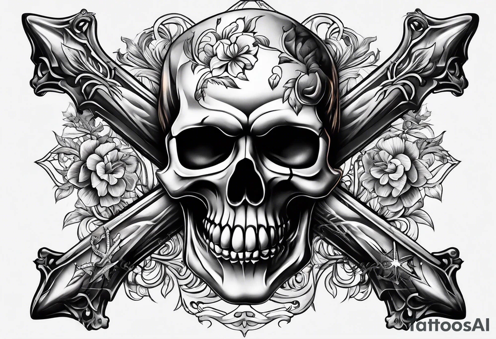 Skull and cross bones tattoo idea