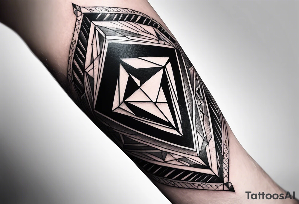 Sleeve on the forearm with a diamond in the middle tattoo idea Sleeve on the forearm with a diamond in the middle tattoo idea