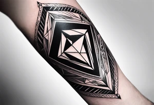 Sleeve on the forearm with a diamond in the middle tattoo idea