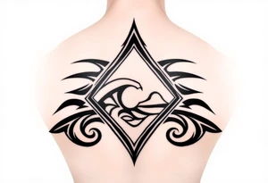 A sharp edged powerful wave with  inside of a elongated diamond tattoo idea