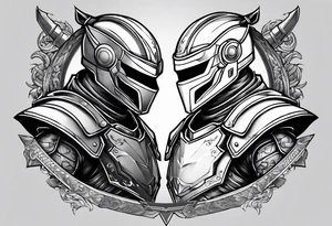Modern robot ninja fighting gladiator tattoo idea