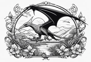 Pterodactyl in a garden tattoo idea
