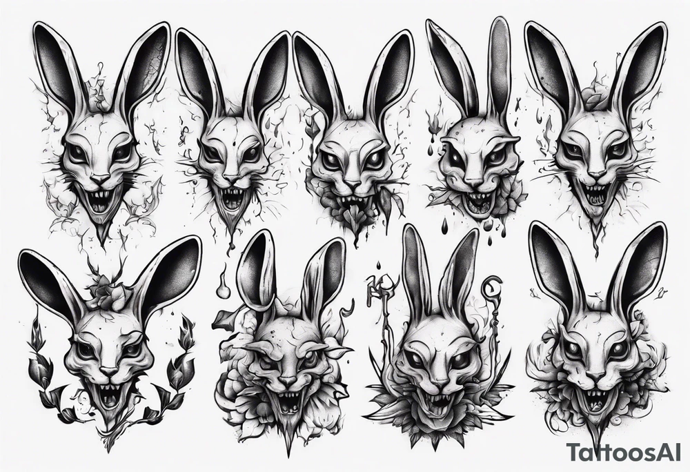 bloody satanic rabbit tattoo idea