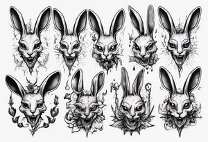 bloody satanic rabbit tattoo idea