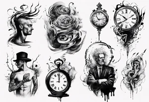Brush stroke drawing a man and time tattoo idea