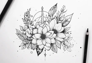 cherche la magie dans tout On collar bones with sparkles and flowers tattoo idea